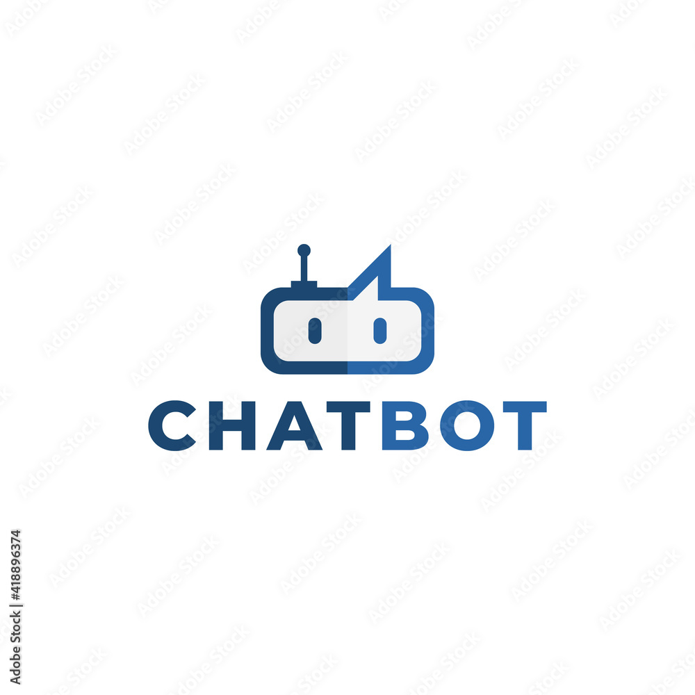 Chatbot logo design template for technology industry. Combination of robot and speech bubble. Chatbot logo design template for technology industry. Combination of robot and speech bubble.