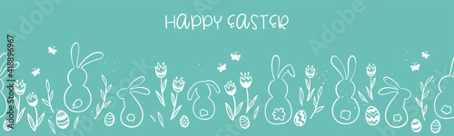 Cute hand drawn Easter banner, creative and fun, great for social media, cards, invitations - vector design © TALVA