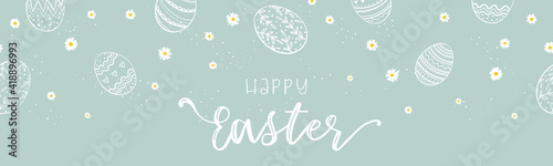 Cute hand drawn Easter banner, creative and fun, great for social media, cards, invitations - vector design