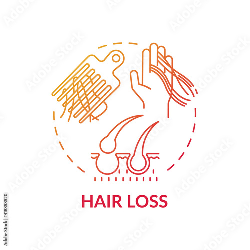 Hair loss concept icon. Stress and sick with fever idea thin line illustration. Results of disease. Medicine and coronavirus. Pandemic and quarantine. Vector isolated outline RGB color drawing