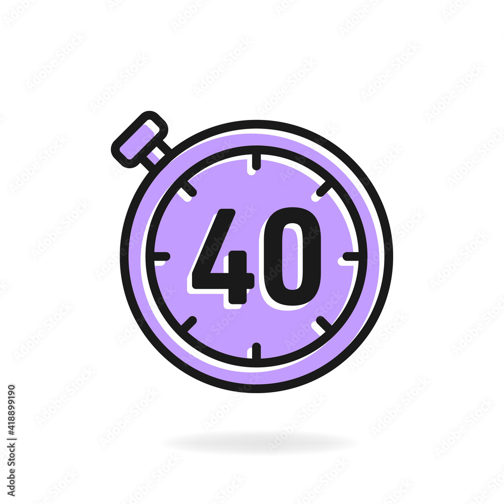 40-second timer clock icon flat design isolated on white background. Vector illustration 40-second timer clock icon flat design isolated on white background. Vector illustration