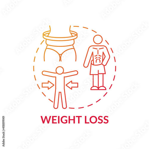 Weight loss concept icon. Clinical manifestations idea thin line illustration. Respiratory distress and malnutrition. Shortage of appetite. Vector isolated outline RGB color drawing