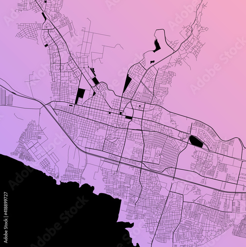 Maracay, Aragua, Venezuela (VEN) - Urban vector city map with parks, rail and roads, highways, minimalist town plan design poster, city center, downtown, transit network, gradient blueprint