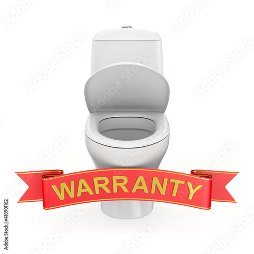 Toilet bowl and red ribbon ...