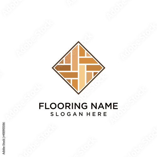 Wood parquet flooring vinyl hardwood granite tile logo template Premium Vector