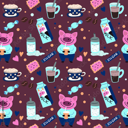 Coffee pig pattern