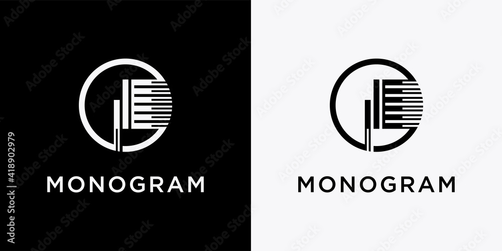 Obraz premium Monogram logo design template initial letter I with creative modern concept