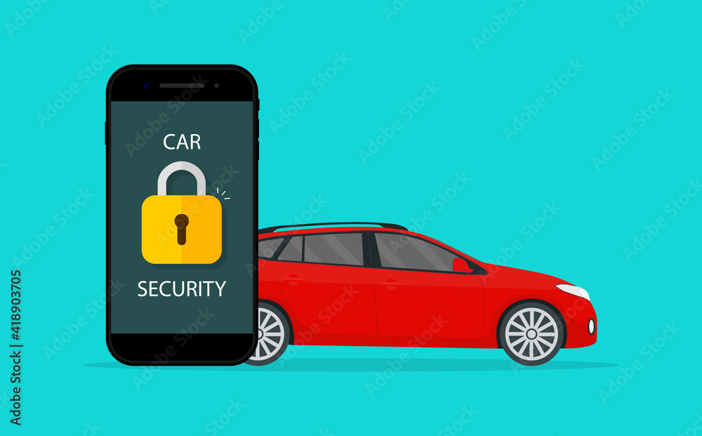 Car security. Lock of security on vehicle. Guard of auto against theft in mobile app. Icon of safety of car. Badge for anti theft. Service of protect automobile. Logo of safe. Sign of secure. Vector Car security. Lock of security on vehicle. Guard of auto against theft in mobile app. Icon of safety of car. Badge for anti theft. Service of protect automobile. Logo of safe. Sign of secure. Vector