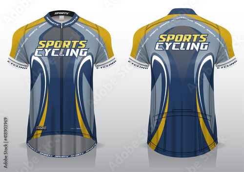 jersey bicycle front and back view, sporty design ready to print in textile and fabric,