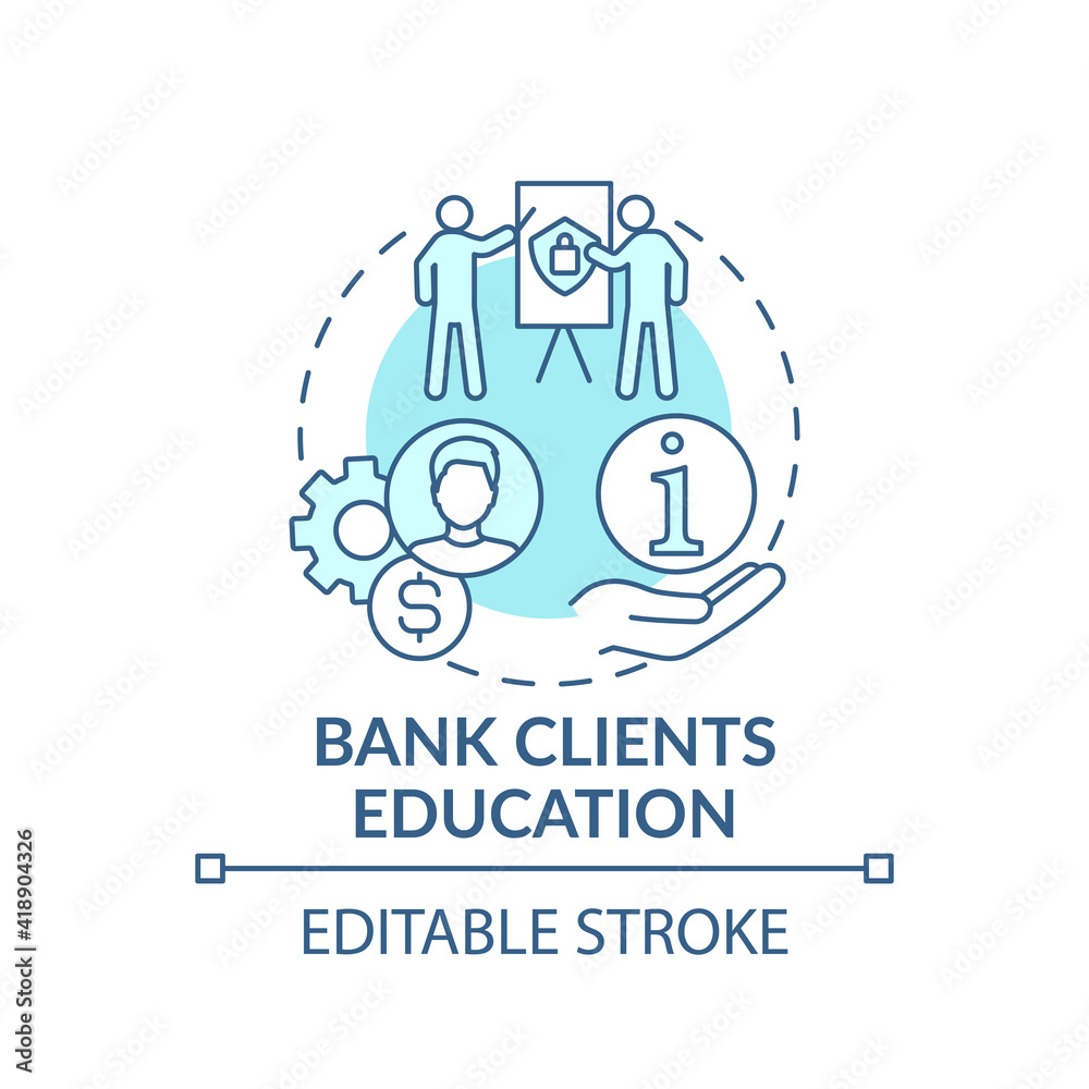 Bank clients education concept icon. Saving money idea thin line ...