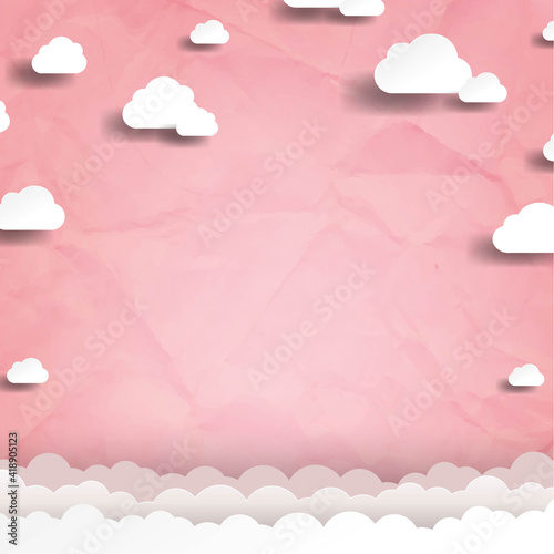 White Cloud With Pink Background With Gradient Mesh, Vector Illustration