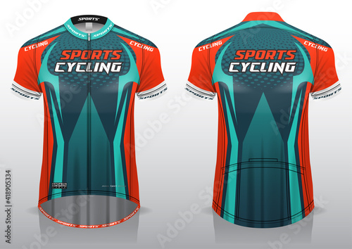 jersey bicycle front and back view, sporty design ready to print in textile and fabric, photo