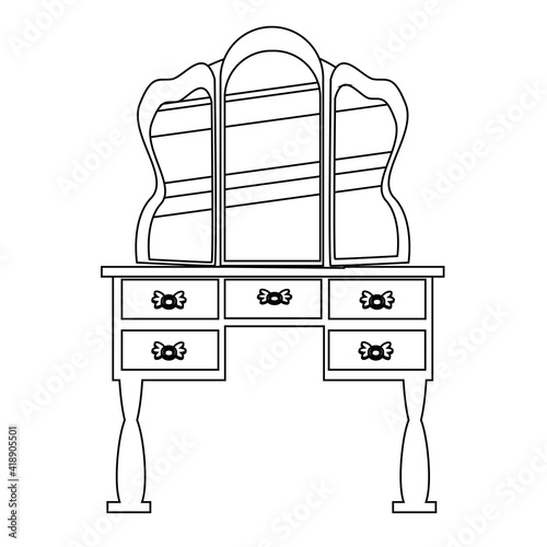 Fényképezés Single antique dressing table in a linear style