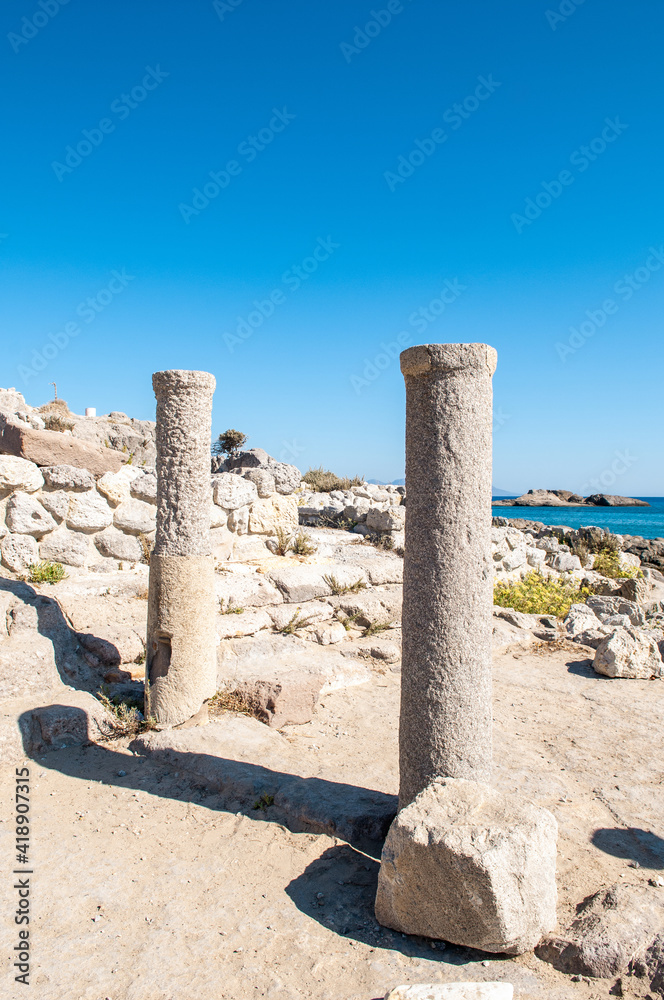 Ancient ruins on Agios Stefanos in Kefalos, Kos Island, Greece