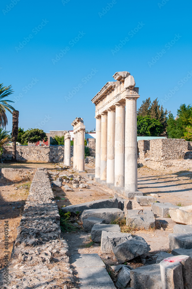 Ruins of the ancient Agora - archaeological site in Kos island, Greece
