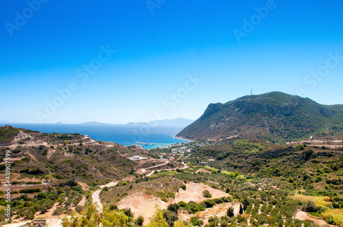 Landscape of the coast of the Agean Sea, Kos island,  Greece