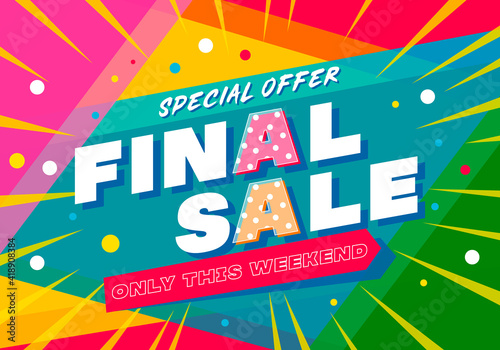 Super sale big finale special offer concept horizontal banner template design.Design template discount abstract promotion layout poster.Mega sale vector illustration.Just shop now.Modern bright flyer.
