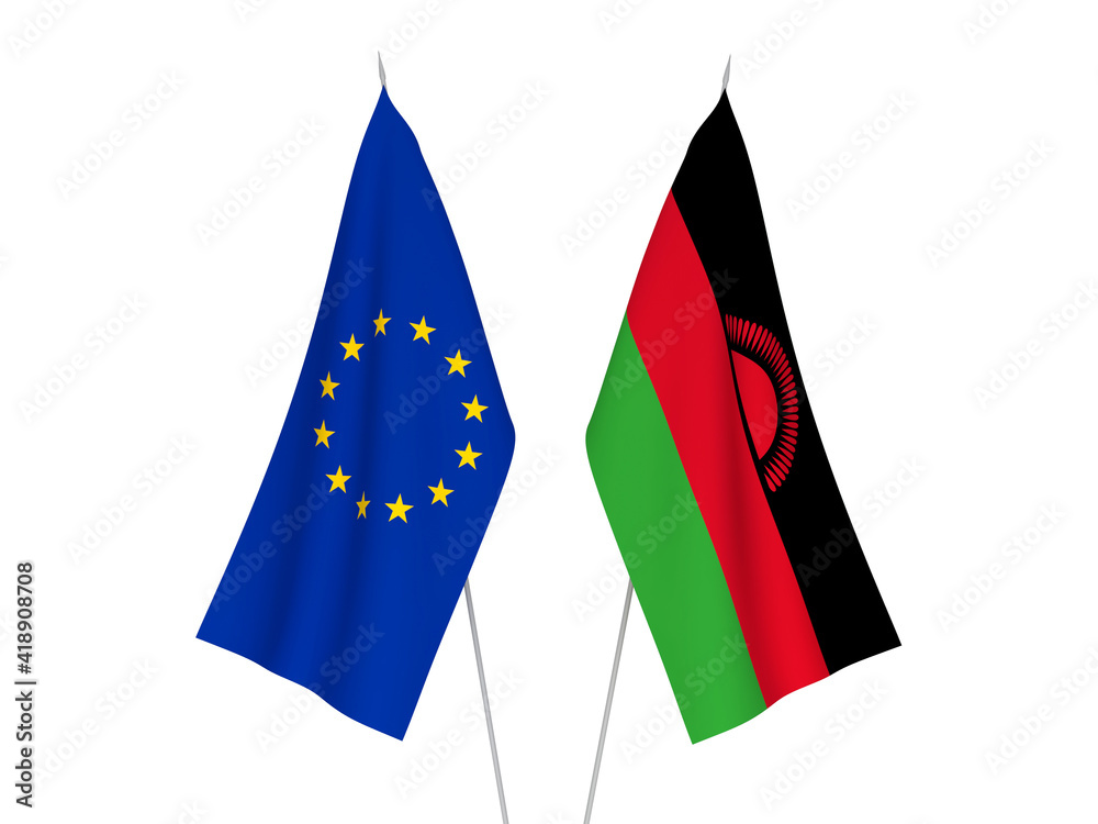 Obraz premium European Union and Malawi flags
