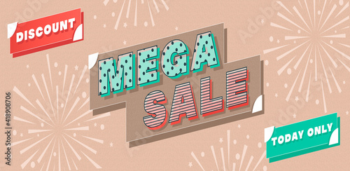 Super sale big finale special offer concept horizontal banner template design.Design template discount abstract promotion layout poster.Mega sale vector illustration.Just shop now.Modern bright flyer.
