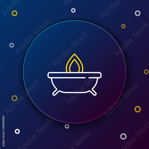 Line Aroma candle icon isolated on blue background. Colorful outline concept. Vector.