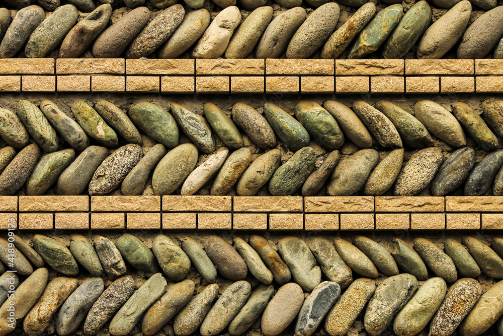 Historic wall of stones texture