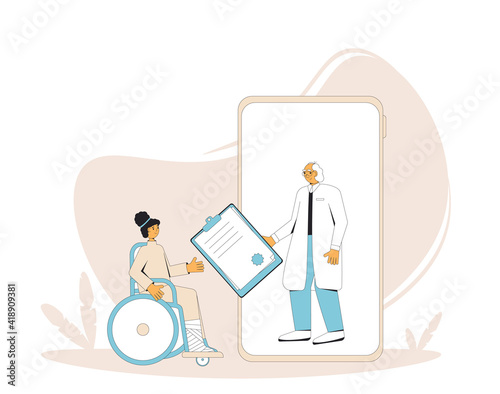 Online medical consultation. Telemedicine. Doctor distant advise. Health insurance. Healthcare services.