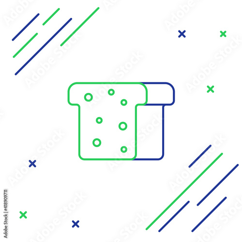 Line Bread toast for sandwich piece of roasted crouton icon isolated on white background. Lunch, dinner, breakfast snack. Colorful outline concept. Vector.