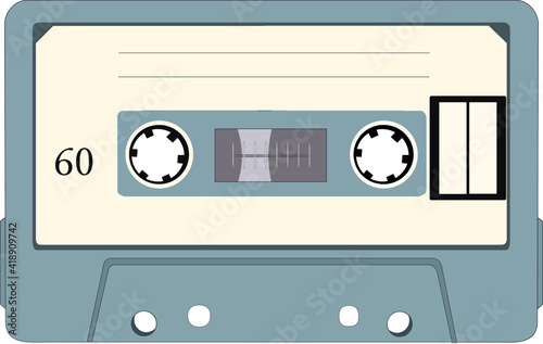  Vintage analog tape cassette. Old audio casset  stylization.