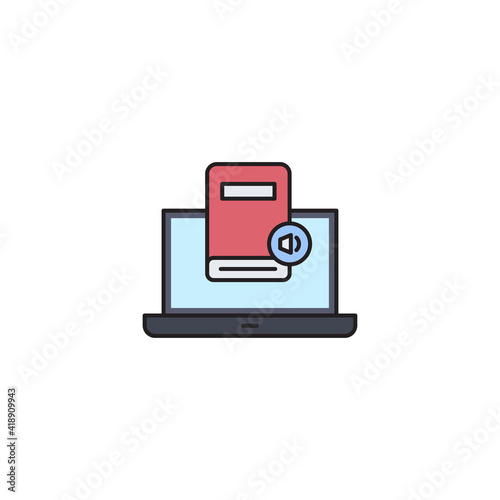 online audio book line icon linear style sign for mobile concept and web design computer screen