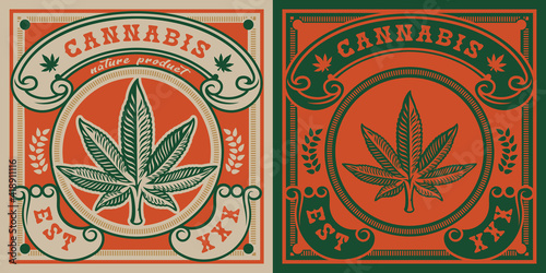 Vector emblem of cannabis leaf for white and back backgrounds. Ideal for packaging and other many uses.