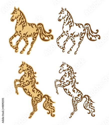 Horse silhouette with oriental ornaments