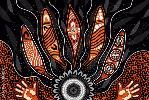 Aboriginal gum leaf painting vector