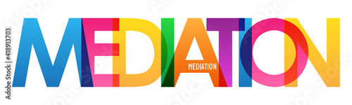 MEDIATION colorful vector typography banner isolated on white background