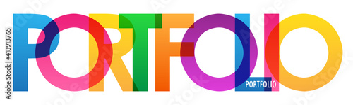 PORTFOLIO colorful vector typography banner isolated on white background