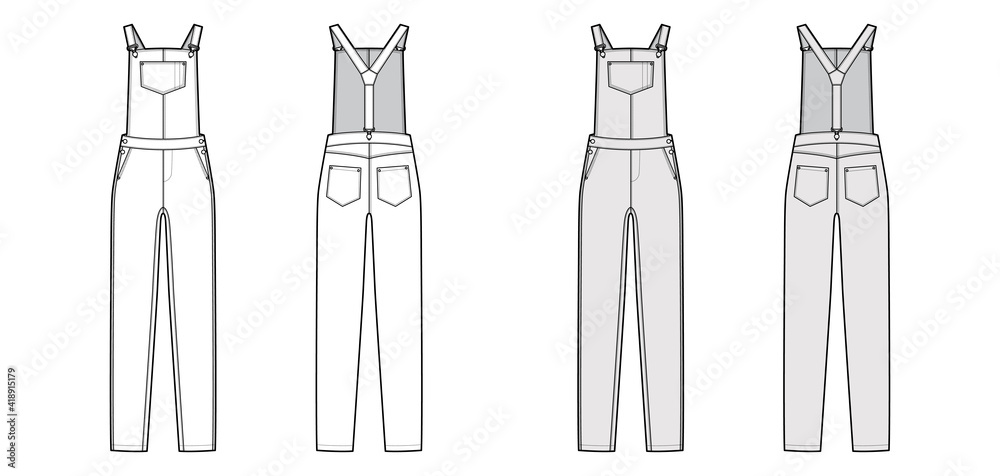 Mens overall and coverall jumpsuit fashion cad Vector Image