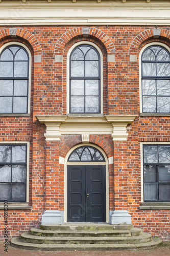Entrance to a historic building in Assen, Netherlands