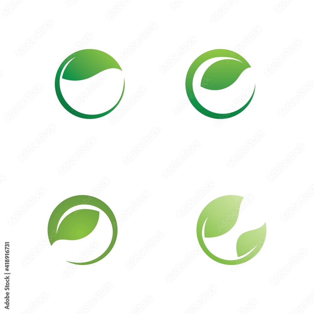 Logos of green Tree leaf ecology