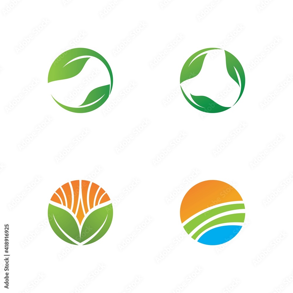 Logos of green Tree leaf ecology