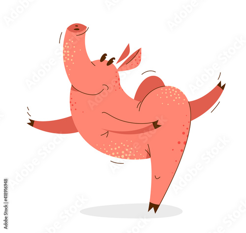 Funny cartoon pig dancing l...