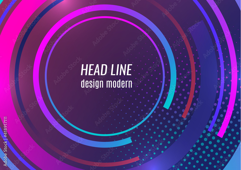 Creative circular lines with place for text. Vibrant gradient colors. Template for banner design, business concept or web advertising. Vector