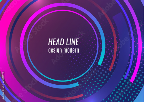 Creative circular lines with place for text. Vibrant gradient colors. Template for banner design, business concept or web advertising. Vector