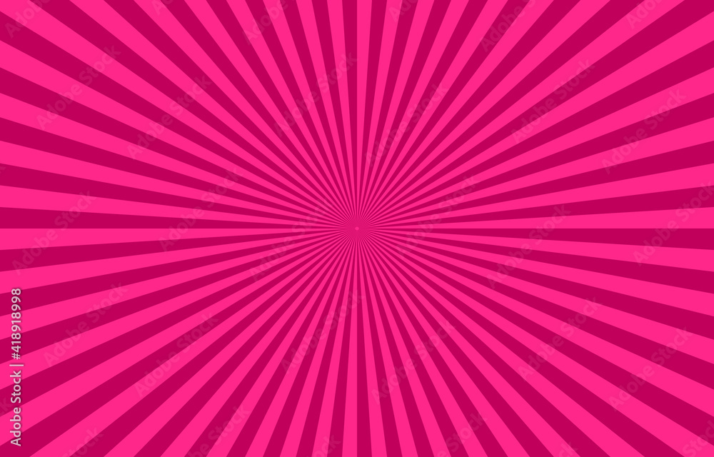 Obraz premium Vibrant Pink Sunburst Pattern Background. Ray star burst backdrop. Rays Radial geometric Vector Illustration