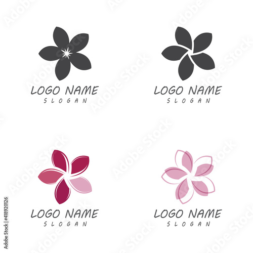 Beauty plumeria icon flowers design illustration Template