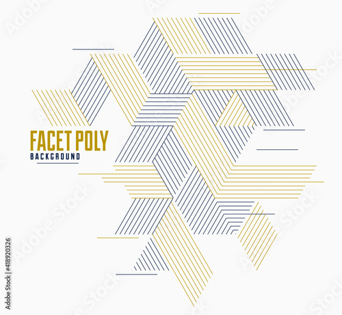 Fototapeta Naklejka Na Ścianę i Meble -  3D cubes and triangles lined stripy abstract vector background with retro style element isolated and easy to use or edit. Template for poster or banner, cover or ad.