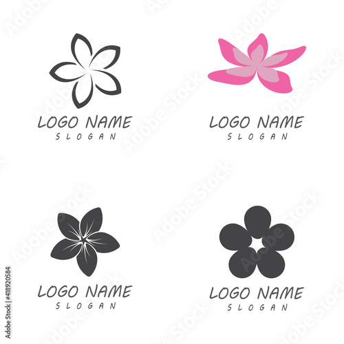 Beauty plumeria icon flowers design illustration Template