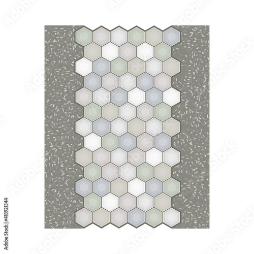 Walkway or Pavement of Flagstone as Outdoor Floor Covering and Landscape Design Vector Illustration