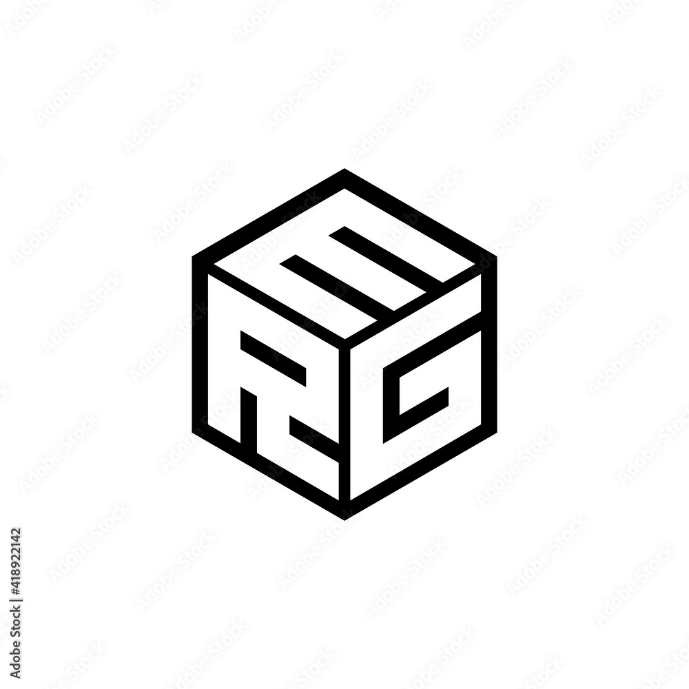 RGM letter logo design with white background in illustrator, cube logo