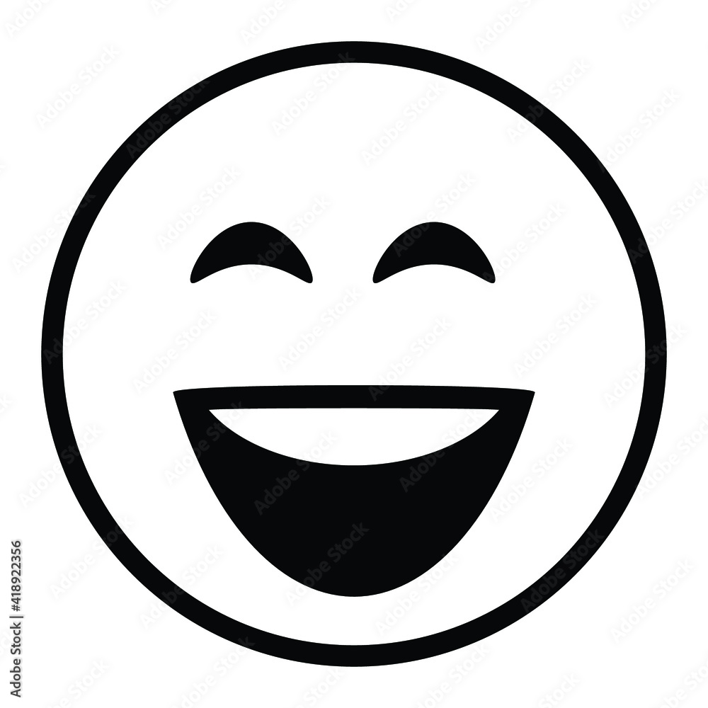 Cute thin line grinning with smiling eyes emoji face. Royalty free and ...