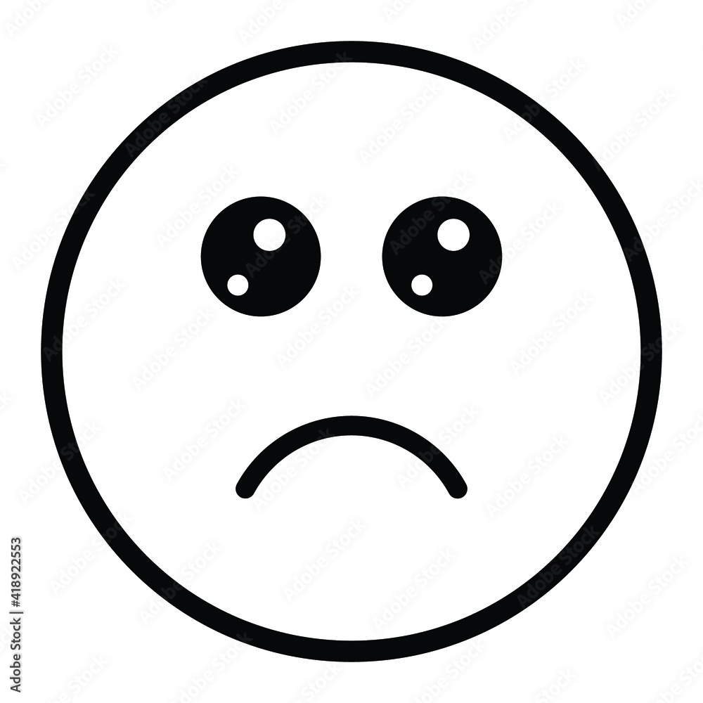 Cute thin line slightly frowning emoji face. Royalty free and fully editable. Cute thin line slightly frowning emoji face. Royalty free and fully editable.