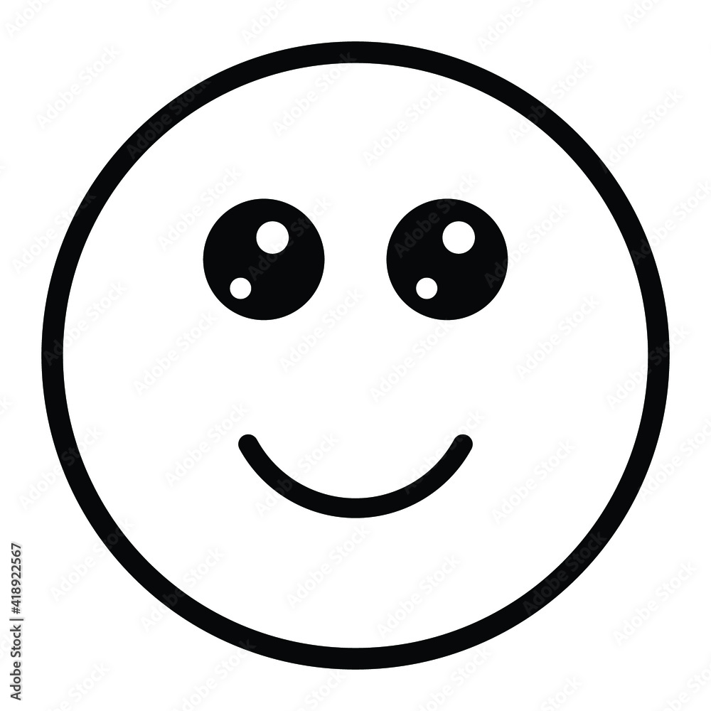 Cute thin line slight smile emoji face. Royalty free and fully editable. Cute thin line slight smile emoji face. Royalty free and fully editable.